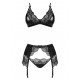CONJUNTO DE 3 PEÇAS OBSIDIAN DESIRE SET BEAUTY NIGHT FASHION PRETO