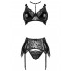 CONJUNTO DE 3 PEÇAS NOIR FANTASY SET BEAUTY NIGHT FASHION PRETO