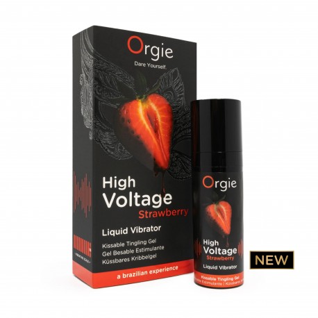 GEL COM VIBRAÇÃO E SABOR A MORANGO HIGH VOLTAGE 15ML ORGIE