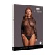 ROXY - SEXY LEOPARD MESH CROTCHLESS BODYSUIT - QUEEN SIZE - BLACK