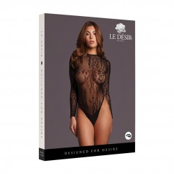 ROXY - SEXY LEOPARD MESH CROTCHLESS BODYSUIT - ONE SIZE - BLACK