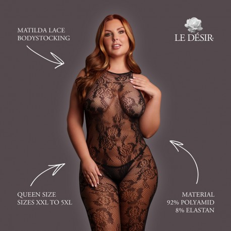 MATILDA - LACE BODYSTOCKING - QUEEN SIZE - BLACK