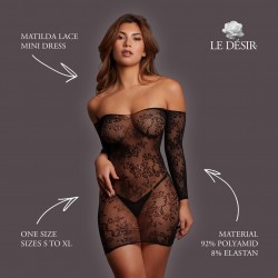 MATILDA - LACE MINI DRESS - ONE SIZE - BLACK
