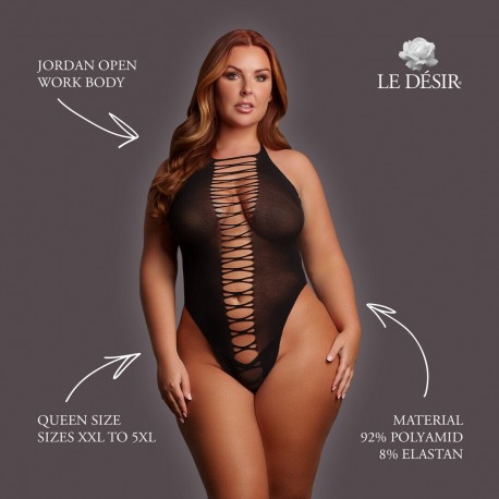 JORDAN - OPEN WORK BODY - QUEEN SIZE - BLACK