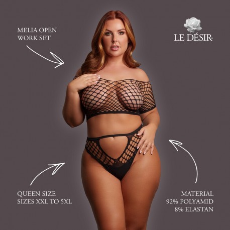 MELIA - OPEN WORK SET - QUEEN SIZE - BLACK