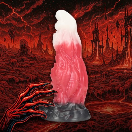 DILDO MONSTER EM SILICONE SPACE NIGHT FIEND VERMELHO/BRANCO OUCH!