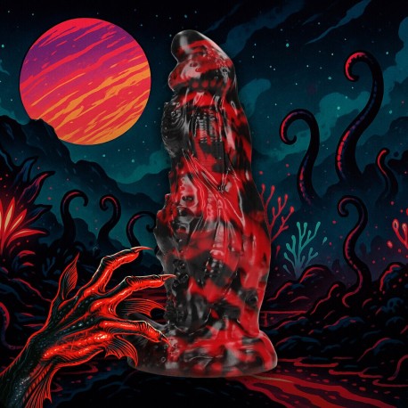 DILDO MONSTER EM SILICONE HELL NIGHT FIEND VERMELHO/PRETO OUCH!