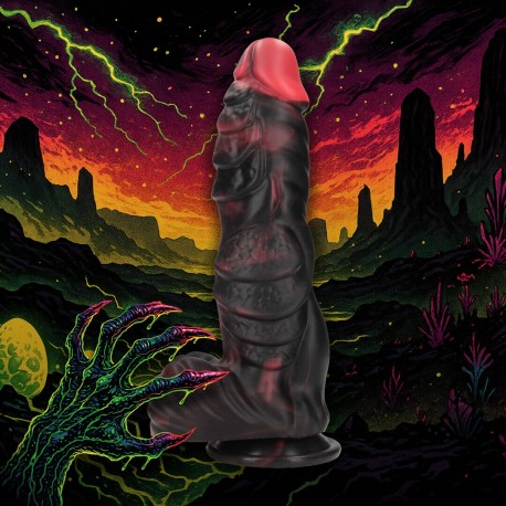 DILDO MONSTER EM SILICONE INFERNAL DEMON VERMELHO/PRETO OUCH!