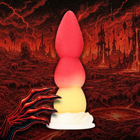 PLUG ANAL MONSTER EM SILICONE WHIPPED BERRY VERMELHO/AMARELO OUCH!