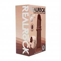 DUAL DENSITY SILICONE REALISTIC SLIDING SKIN DILDO - 6 / 15,5 CM - BROWN