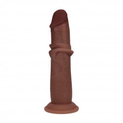 DUAL DENSITY SILICONE REALISTIC SLIDING SKIN DILDO - 8 / 20,5 CM - BROWN