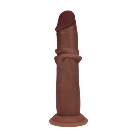 DUAL DENSITY SILICONE REALISTIC SLIDING SKIN DILDO - 8 / 20,5 CM - BROWN
