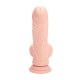 VIBRADOR RECARREGÁVEL COM TESTÍCULOS DUAL DENSITY LIQUID SILICONE CURVED 8 /20 CM FLESH REALROCK