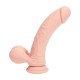 VIBRADOR RECARREGÁVEL COM TESTÍCULOS DUAL DENSITY LIQUID SILICONE CURVED 8 /20 CM FLESH REALROCK