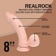 VIBRADOR RECARREGÁVEL COM TESTÍCULOS DUAL DENSITY LIQUID SILICONE CURVED 8 /20 CM FLESH REALROCK