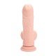 VIBRADOR RECARREGÁVEL COM TESTÍCULOS DUAL DENSITY  LIQUID SILICONE CURVED 7 /18 CM FLESH REALROCK
