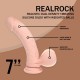 VIBRADOR RECARREGÁVEL COM TESTÍCULOS DUAL DENSITY  LIQUID SILICONE CURVED 7 /18 CM FLESH REALROCK