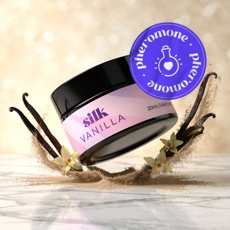 VELA DE MASSAGEM SILK COM FEROMONAS E AROMA A BAUNILHA 20ML CRUSHIOUS
