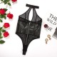 BODY EM MALHA TRANSPARENTE HALTER WITH ZIP-DOWN FRONT DE NAMOUR 
