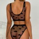 CONJUNTO DE 2 PEÇAS SHEER LACE HEART PRETO DE NAMOUR