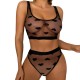 CONJUNTO DE 2 PEÇAS SHEER LACE HEART PRETO DE NAMOUR