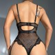 BODY EM RENDA TRANSPARENTE CUT-OUT NECKLINE CHAIN PRETO DE NAMOUR 