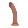 DUAL DENSITY SILICONE CURVED REALISTIC DILDO WITH SUCTION CUP - 7 / 18,5 CM - TAN