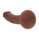 DUAL DENSITY SILICONE CURVED REALISTIC DILDO WITH SUCTION CUP - 6 / 15,5 CM - BROWN