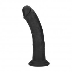 DUAL DENSITY SILICONE CURVED REALISTIC DILDO WITH SUCTION CUP - 7 / 18,5 CM - BLACK