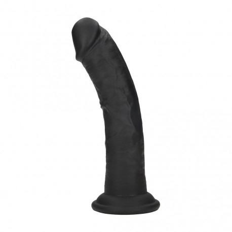 DUAL DENSITY SILICONE CURVED REALISTIC DILDO WITH SUCTION CUP - 7 / 18,5 CM - BLACK