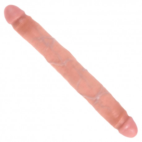 DILDO DUPLO REALÍSTICO SLIM DOUBLE DILDO KING COCK 12” BRANCO